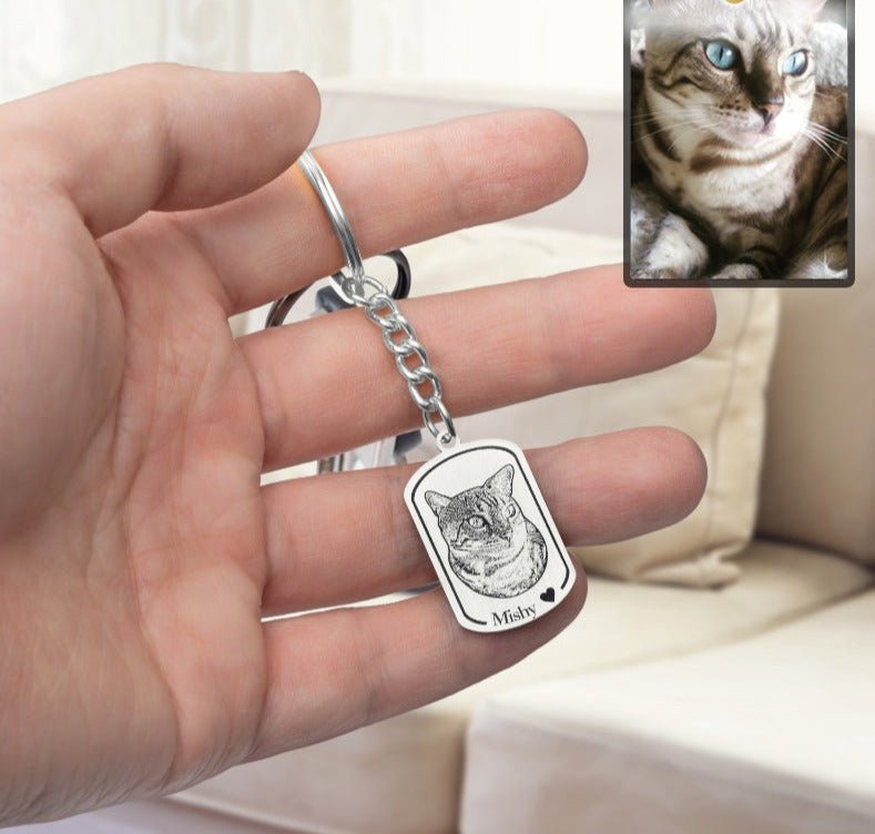 Llavero medallón silueta gato