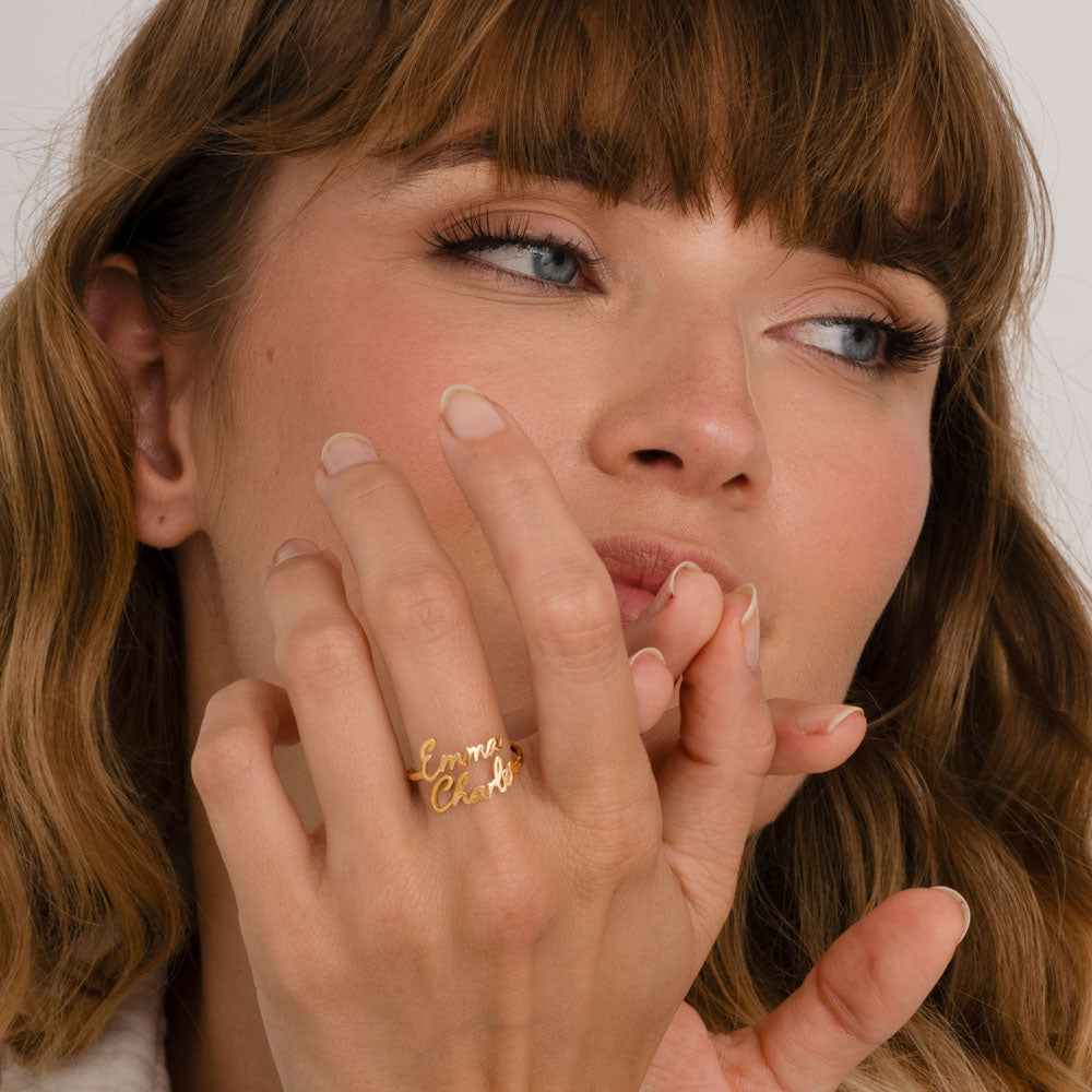 Gepersonaliseerde Ring met 1 tot 4 Gegraveerde Namen 