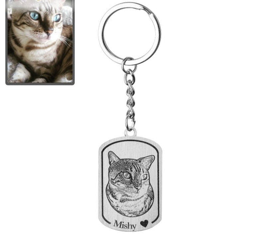Silhuett katt medaljong nyckelring