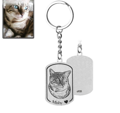 Silhouet kat medaillon sleutelhanger